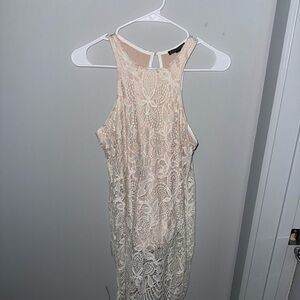 Express Beige Lace Sleeveless Top